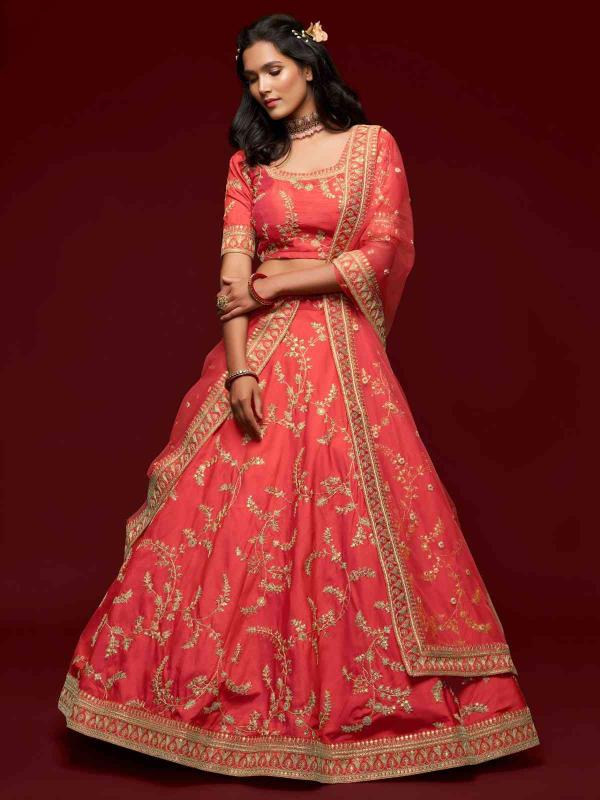 The mordern vibes vol 1 Art Silk Red Bridal lehenga choli in Mumbai